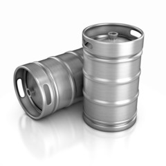 two beer kegs 3d illustration