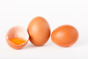 Eggs on white background