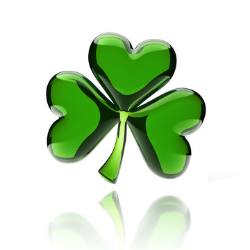 shiny glass clover 3d icon