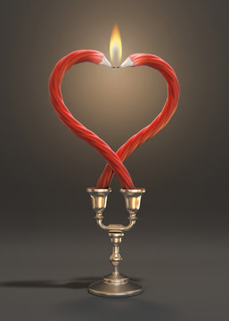 two candles forming heart shape