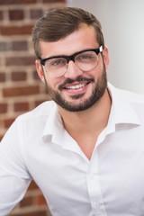 Close up portrait of smiling businessman