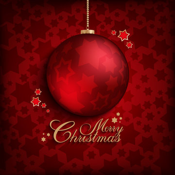 Christmas bauble on patterned background