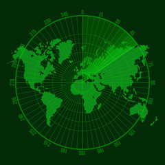 Green Radar Screen with Map.