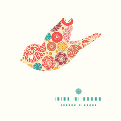 Vector abstract decorative circles bird silhouette pattern frame
