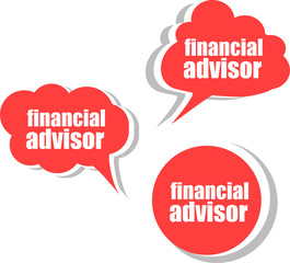 financial advisor. Set of stickers, labels, tags. Template