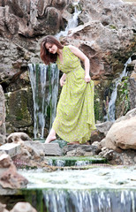 Girl walking on the stones