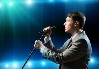Businessman with microphone