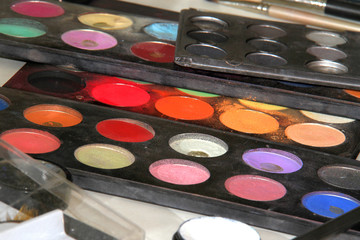 Colorful makeup palette. Cosmetic background.