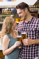 Young couple having a drink together
