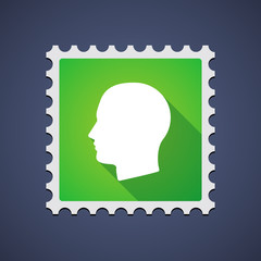 Mail stamp icon with a human head