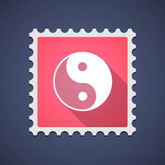 Mail stamp icon with a ying yang sign