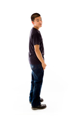 Fototapeta premium model isolated on plain background back turning around
