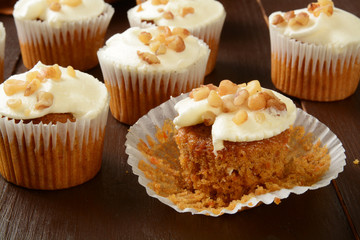 Carrot cupcakes with nuts