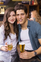 Young couple having a drink together
