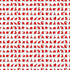 Red Santa hats. Seamless pattern.