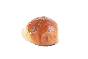 freshly baked roll isolated on white background