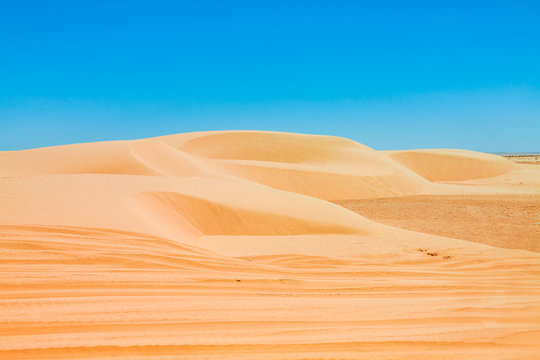 Sand dunes of Sahara desert near Ong Jemel in Tozeur,Tunisia.