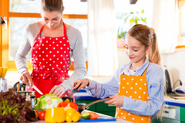 Familie kochen mit Spaß gesundes Essen in Küche