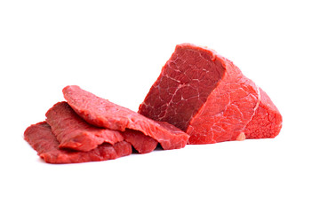 Fresh Raw Beef Meat. Isolatet on White Background