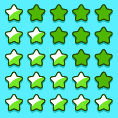 Green game rating stars icons buttons