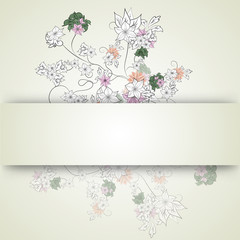 Hand drawn decorative background with flowers