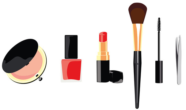 vector makeup set on white background