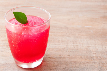 Watermelon cocktail on table, close-up