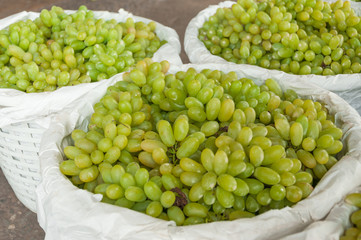 White wine grapes in a market