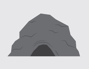 Isolated stone cave with gray background