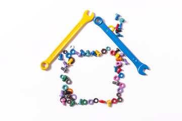 Mix of color nuts and bolts