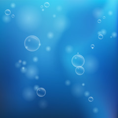 Blue water with bubbles