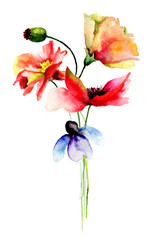 Obraz na płótnie Canvas Stylized flowers watercolor illustration