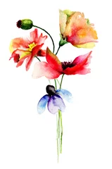 Foto op Plexiglas Stylized flowers watercolor illustration © Regina Jersova