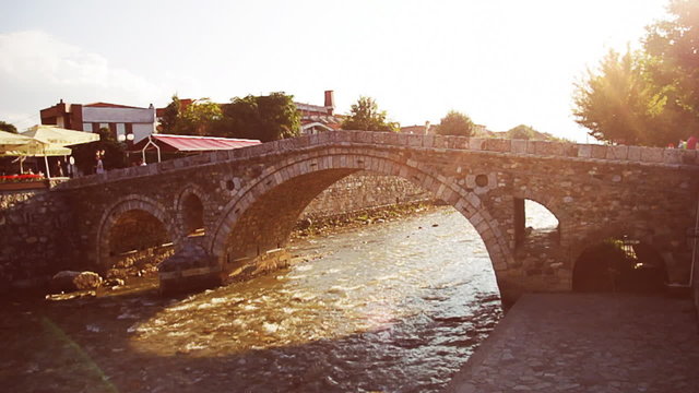 ancient stonebridge of a cultural city timelapse