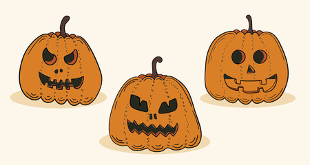 Halloween colored doodle pumpkins