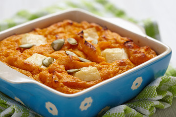 Pumpkin souffle with cheese and seeds