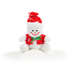 Smiling Generic Christmas Snowman Toy sitting on snow pile