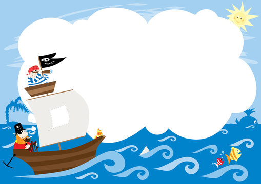 pirates boat and blank space to fill in- vectors for kids