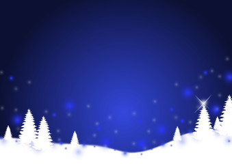 weiße Winterlandschaft auf blauem Hintergrund