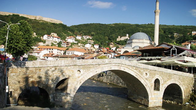 ancient stonebridge of a cultural city timelapse