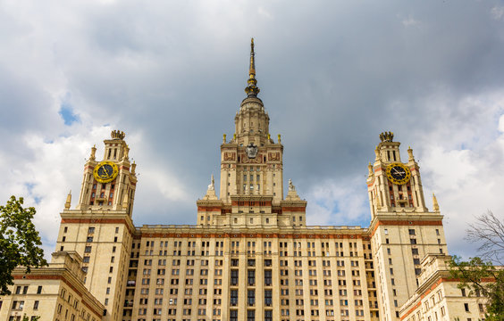 Facade of Moscow State University. Russia