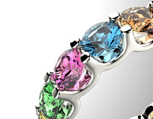 Ring with  different color gemstone. Jewelry background