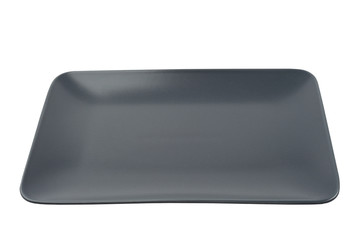 empty rectangular black plate isolated on white background