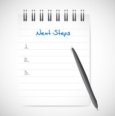 next steps notepad illustration design