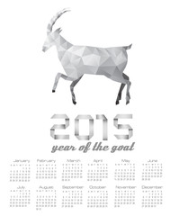 2015 calendar with a polygon goat. Vector.