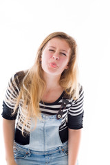 Fototapeta premium model isolated on plain background face sticking tongue out