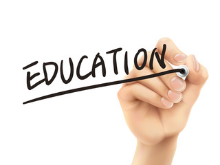 education word written by 3d hand