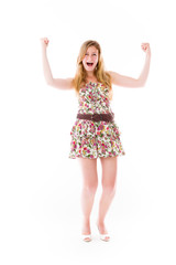 model isolated on plain background screaming