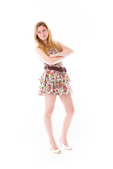 Fototapeta premium model isolated on plain background happy smiling arms crossed