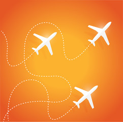 fly routes and airplanes. illustration design